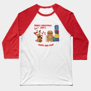 Gingerbread man and reindeer Christmas Baseball T-Shirt